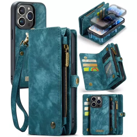 Caseme Vintage Wallet H&uuml;lle f&uuml;r iPhone 14 Pro - blau