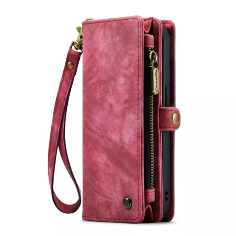 Caseme Vintage Wallet H&uuml;lle Kompatibel mit iPhone 14 Pro Max - rot