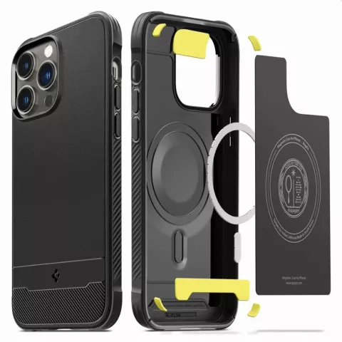 Spigen Rugged Armor Mag Case H&uuml;lle Kompatibel mit iPhone 14 Pro - schwarz Magfit