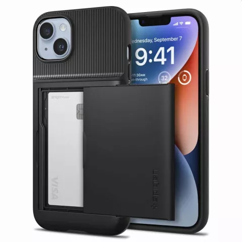 Spigen Slim Armor Cardslot Case H&uuml;lle f&uuml;r iPhone 14 Plus - schwarz