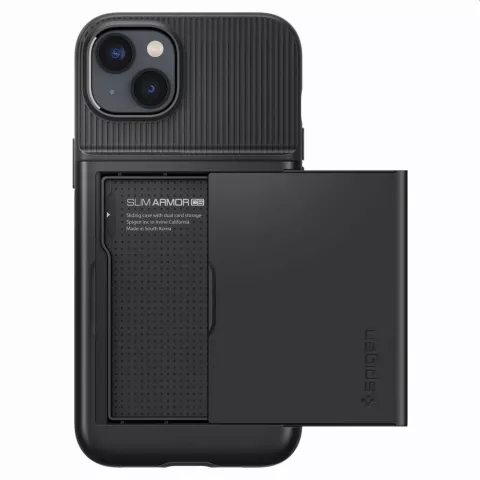 Spigen Slim Armor Cardslot H&uuml;lle Kompatibel mit iPhone 14 Plus - Schwarz