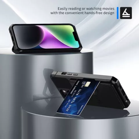 Just in Case Magnetischer Kartenhalter Hybrid Case f&uuml;r iPhone 14 Plus - schwarz