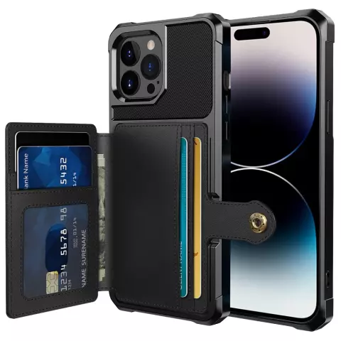 Just in Case Magnetischer Kartenhalter Hybrid Case f&uuml;r iPhone 14 Pro - schwarz