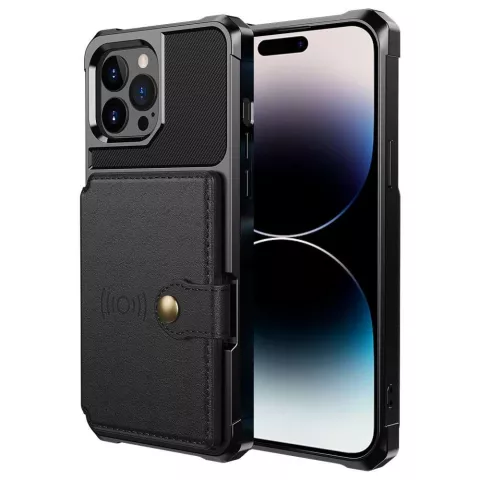 Just in Case Hybrid-H&uuml;lle mit magnetischem Kartenhalter, Kompatibel mit iPhone 14 Pro - Schwarz