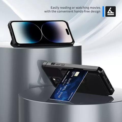 Just in Case Magnetischer Kartenhalter Hybrid Case f&uuml;r iPhone 14 Pro - schwarz