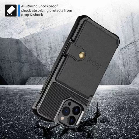 Just in Case Magnetischer Kartenhalter Hybrid Case f&uuml;r iPhone 14 Pro - schwarz