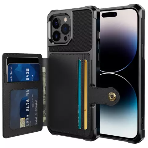Just in Case Magnetischer Kartenhalter Hybrid Case f&uuml;r iPhone 14 Pro Max - schwarz