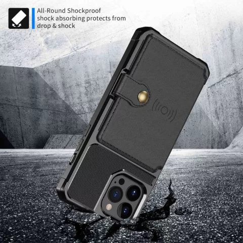 Just in Case Magnetischer Kartenhalter Hybrid Case f&uuml;r iPhone 14 Pro Max - schwarz