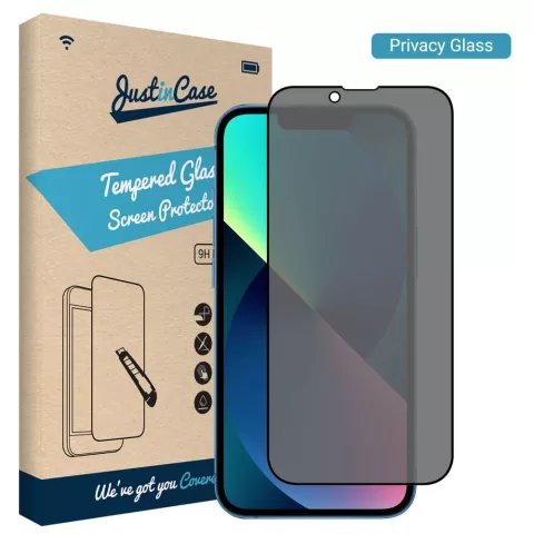 Just in Case Privacy Tempered Glass f&uuml;r iPhone 14 - geh&auml;rtetes Glas