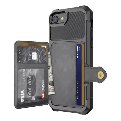 Just in Case Magnetic Card Holder Hybrid Case f&uuml;r iPhone SE 2020 und iPhone SE 2022 - schwarz