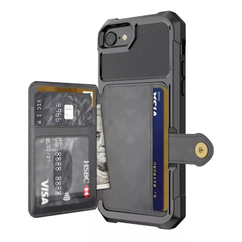 Just in Case Hybrid-H&uuml;lle mit magnetischem Kartenhalter, Kompatibel mit iPhone SE 2020 und iPhone SE 2022 - Schwarz