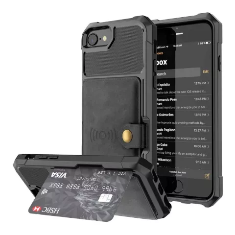 Just in Case Magnetic Card Holder Hybrid Case f&uuml;r iPhone SE 2020 und iPhone SE 2022 - schwarz