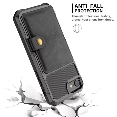 Just in Case Hybrid-H&uuml;lle mit magnetischem Kartenhalter, Kompatibel mit iPhone SE 2020 und iPhone SE 2022 - Schwarz