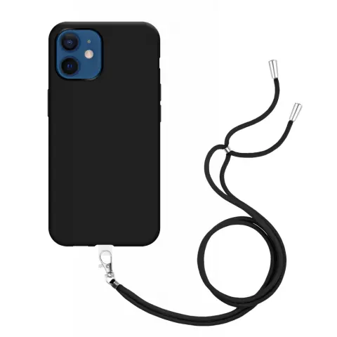 Just in Case Soft TPU Case mit Kordel f&uuml;r iPhone 12 und iPhone 12 Pro - schwarz