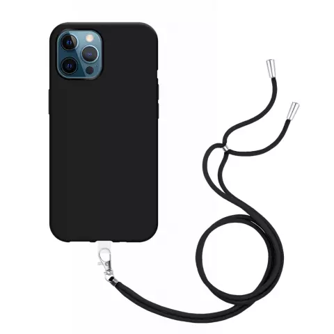 Just in Case Weiche TPU-H&uuml;lle mit Kordel Kompatibel mit iPhone 12 Pro Max - Schwarz