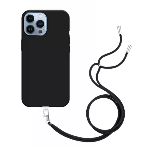 Just in Case Weiche TPU-H&uuml;lle mit Kordel Kompatibel mit iPhone 13 Pro Max - Schwarz