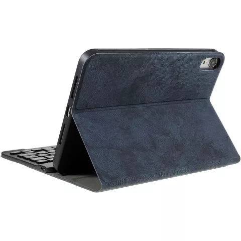 Just in Case Vintage Bluetooth-Tastaturabdeckung QWERTZ-H&uuml;lle Kompatibel mit iPad mini 6 (2021) &amp; iPad mini 7 (2024) - blau