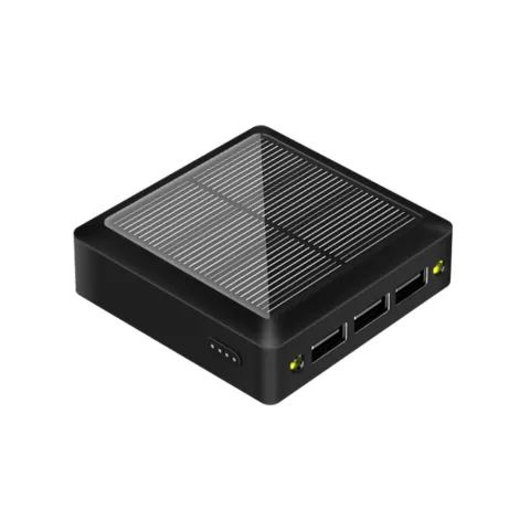 Solar Powerbank Solarladeger&auml;t 10000 mAh 3 USB-A-Anschl&uuml;sse mit USB-C und Micro-USB - Schwarz