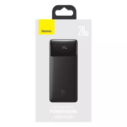 Baseus Bipow Power Bank 20000 mAh 20 W Schnellladung Dual USB-A und USB-C - Schwarz