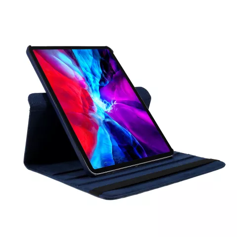 Leder Litchi Grain iPad Pro 12,9-Zoll (2018 2020 2021 2022) H&uuml;lle mit &Auml;rmel und Abdeckung - Blau