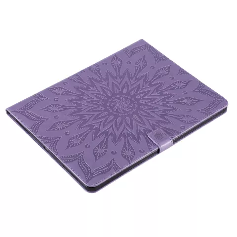 Leder iPad Pro 12,9-Zoll-(2018 2020 2021 2022) Fall Abdeckung Sonnenblumendruck Brieftasche Brieftasche - Lila