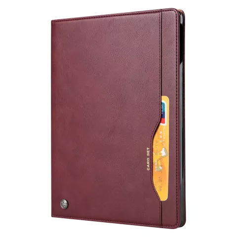 Leder iPad Pro 12,9-Zoll (2018 2020 2021 2022) Case Cover Brieftasche Brieftasche - Wine Red Apple Pencil
