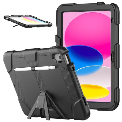 Survivor Kickstand Robuste Kunststoff- und Silikonh&uuml;lle f&uuml;r iPad 10. Generation 10,9 Zoll 2022 - Schwarz