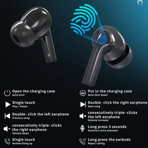 XY Kabellose Kopfh&ouml;rer, Bluetooth-Ohrh&ouml;rer, In-Ear-Kopfh&ouml;rer mit aktiver Ger&auml;uschunterdr&uuml;ckung, TWS ANC, Schwarz