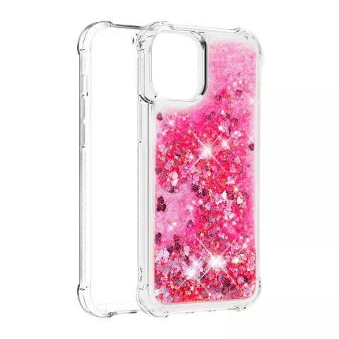 Glitzernde TPU-H&uuml;lle mit verst&auml;rkten Ecken f&uuml;r iPhone 12 und 12 Pro - transparentes Rosa