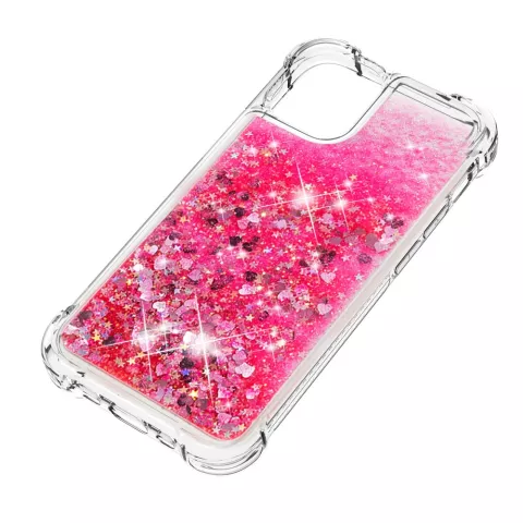 Glitzernde TPU-H&uuml;lle mit verst&auml;rkten Ecken f&uuml;r iPhone 12 und 12 Pro - transparentes Rosa