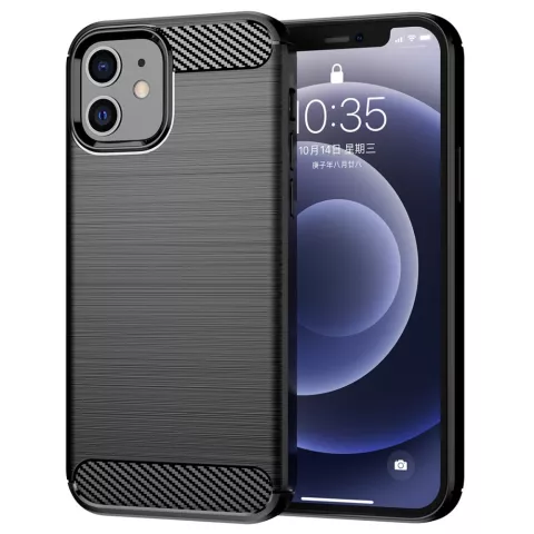 Carbon Armor TPU mit geb&uuml;rsteter Oberfl&auml;che f&uuml;r iPhone 12 und 12 Pro - Schwarz