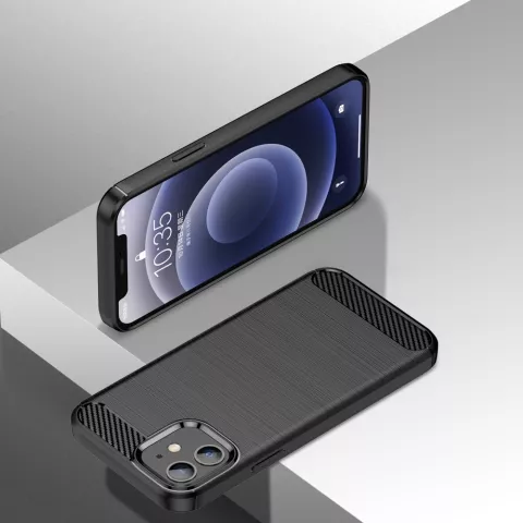 Carbon Armor TPU mit geb&uuml;rsteter Oberfl&auml;che f&uuml;r iPhone 12 und 12 Pro - Schwarz