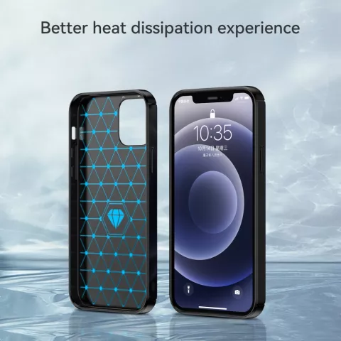 Carbon Armor TPU mit geb&uuml;rsteter Oberfl&auml;che f&uuml;r iPhone 12 und 12 Pro - Schwarz