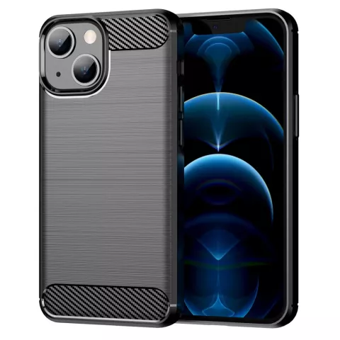 Carbon Armor TPU mit geb&uuml;rsteter Oberfl&auml;che f&uuml;r iPhone 13 - Schwarz