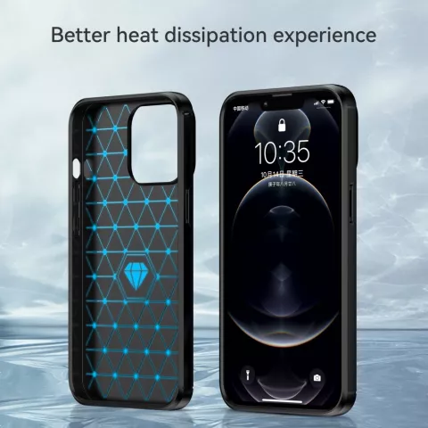 Carbon Armor TPU mit geb&uuml;rsteter Oberfl&auml;che f&uuml;r iPhone 13 Pro - Schwarz