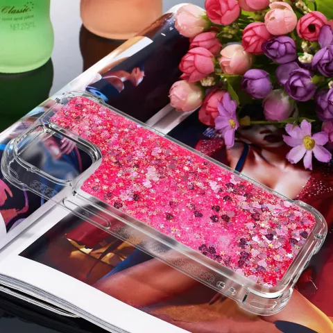 Glitzernde TPU-H&uuml;lle mit verst&auml;rkten Ecken f&uuml;r iPhone 12 mini - transparentes Rosa