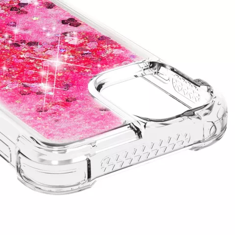 Glitzernde TPU-H&uuml;lle mit verst&auml;rkten Ecken f&uuml;r iPhone 12 Pro Max - transparentes Rosa