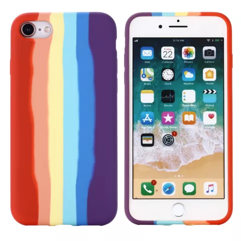 Rainbow Pride Silikonh&uuml;lle f&uuml;r iPhone 7, 8, SE 2020 und SE 2022 - Pastell