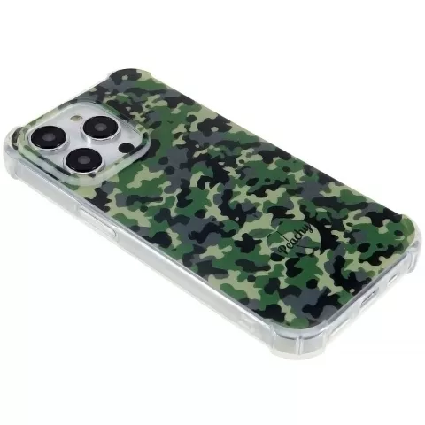 Camo Survivor TPU-H&uuml;lle mit verst&auml;rkten Ecken f&uuml;r iPhone 15 Pro Max - Armeegr&uuml;n