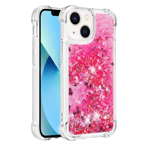 Glitzernde TPU-H&uuml;lle mit verst&auml;rkten Ecken f&uuml;r iPhone 15 - transparentes Rosa