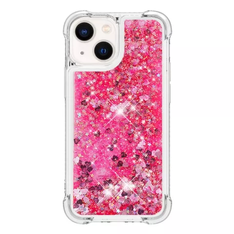 Glitzernde TPU-H&uuml;lle mit verst&auml;rkten Ecken f&uuml;r iPhone 15 - transparentes Rosa