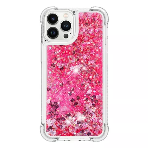 Glitzernde TPU-H&uuml;lle mit verst&auml;rkten Ecken f&uuml;r iPhone 15 Pro - transparentes Rosa