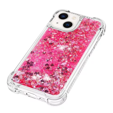 Glitzernde TPU-H&uuml;lle mit verst&auml;rkten Ecken f&uuml;r iPhone 15 Plus - transparentes Rosa