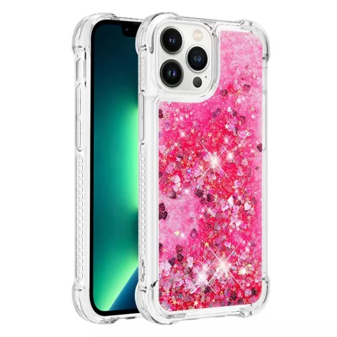 Glitzernde TPU-H&uuml;lle mit verst&auml;rkten Ecken f&uuml;r iPhone 15 Pro Max - transparentes Rosa