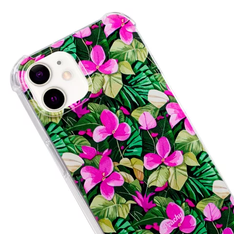 Tropische Bl&auml;tter und Blumen TPU-H&uuml;lle mit sto&szlig;festen Ecken f&uuml;r das iPhone 12 mini