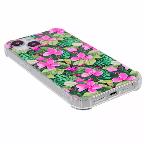 Tropische Bl&auml;tter und Blumen TPU-H&uuml;lle mit sto&szlig;festen Ecken f&uuml;r das iPhone 13
