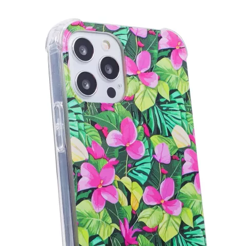 Tropische Bl&auml;tter und Blumen TPU-H&uuml;lle mit sto&szlig;festen Ecken f&uuml;r das iPhone 13 Pro