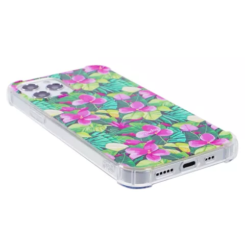 Tropische Bl&auml;tter und Blumen TPU-H&uuml;lle mit sto&szlig;festen Ecken f&uuml;r das iPhone 15 Pro Max