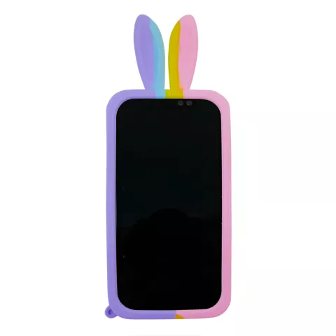 Bunny Pop Fidget Bubble Silikonh&uuml;lle f&uuml;r iPhone 15 Plus - Pink, Gelb, Blau und Lila