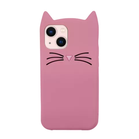 S&uuml;sse Katzen-Silikonh&uuml;lle f&uuml;r iPhone 15 Plus - Rosa